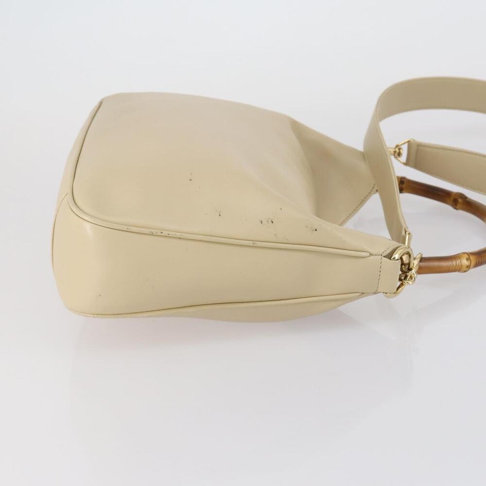 GUCCI Bamboo Hand Bag Leather 2way Beige Gold 001 1638 Auth ep11454 - Picture 3 of 16